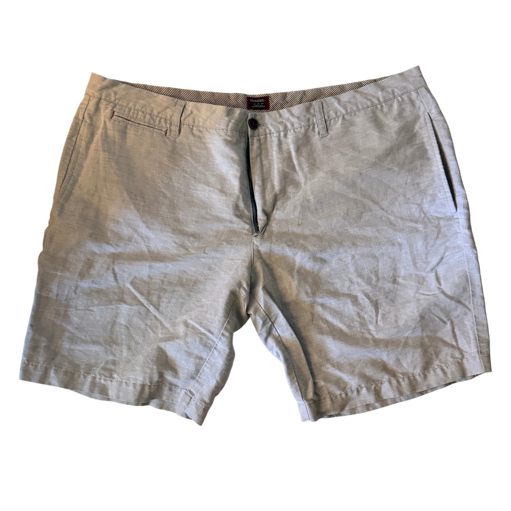 UNTUCKit Shorts Mens 44 Light Blue Excellent Linen Cotton Blend Flat Front